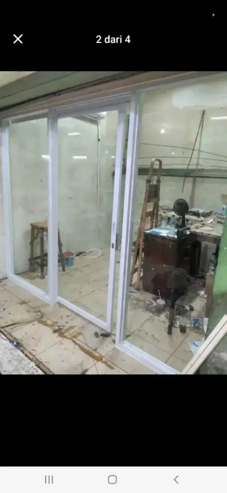 Partisi sekat toko 1 paket pintu sliding kaca mati T210 L250 hrg 5,8jt