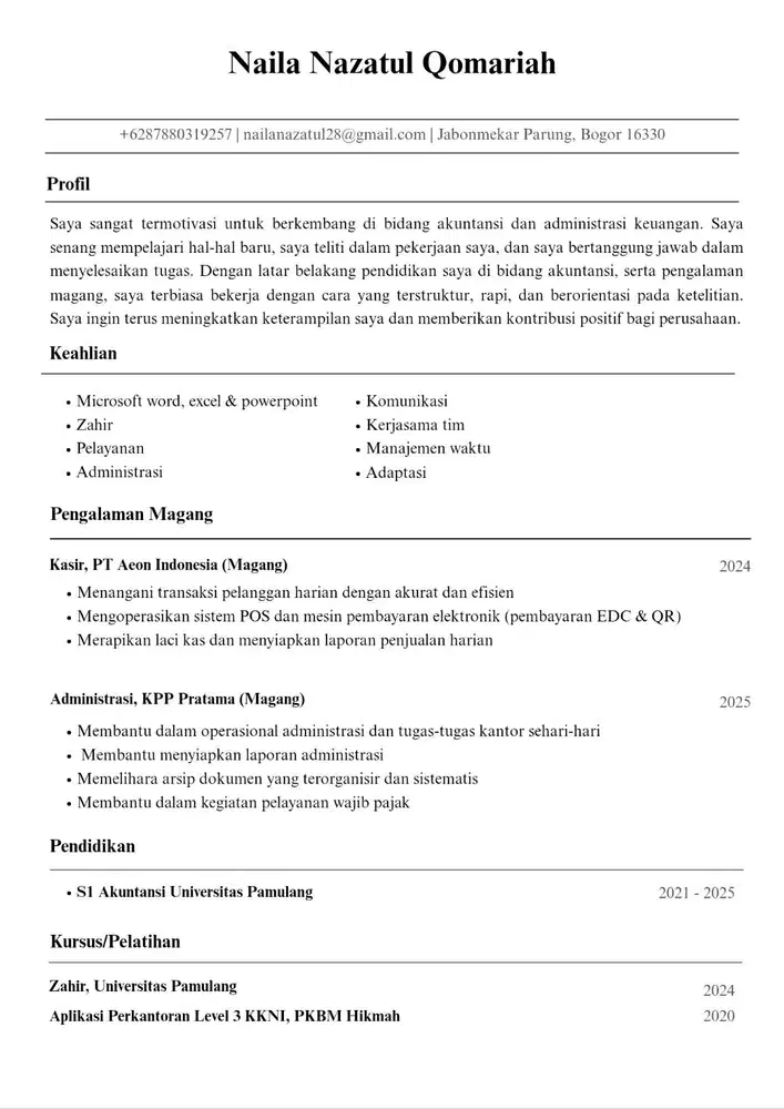 OPEN TO WORK (SAYA MENCARI KERJA POSISI ADMINISTRASI, FRONT OFFICE)