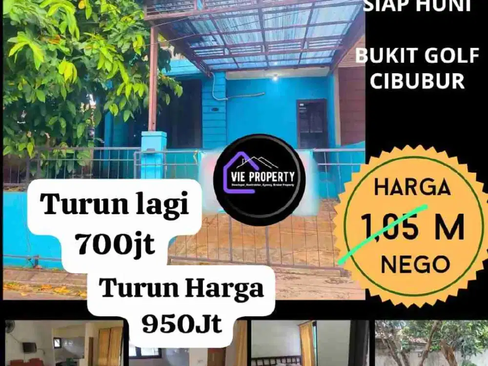 Dijual di bawah pasaran rumah tanah luas hoek di Bukit Golf Cibubur Riverside