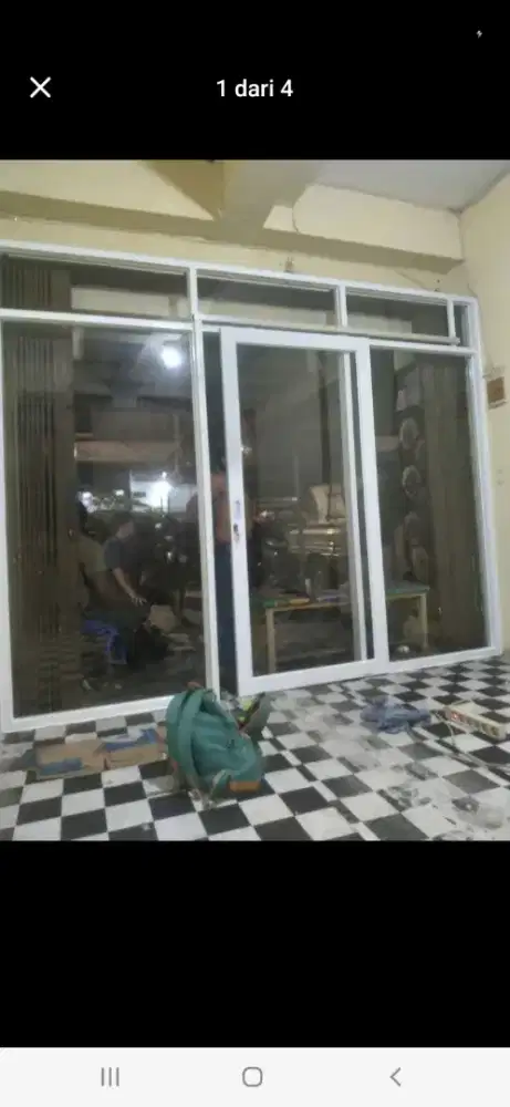 Partisi pintu geser aluminium 1 paket lengkap hrg 6,6 jt / terpasang