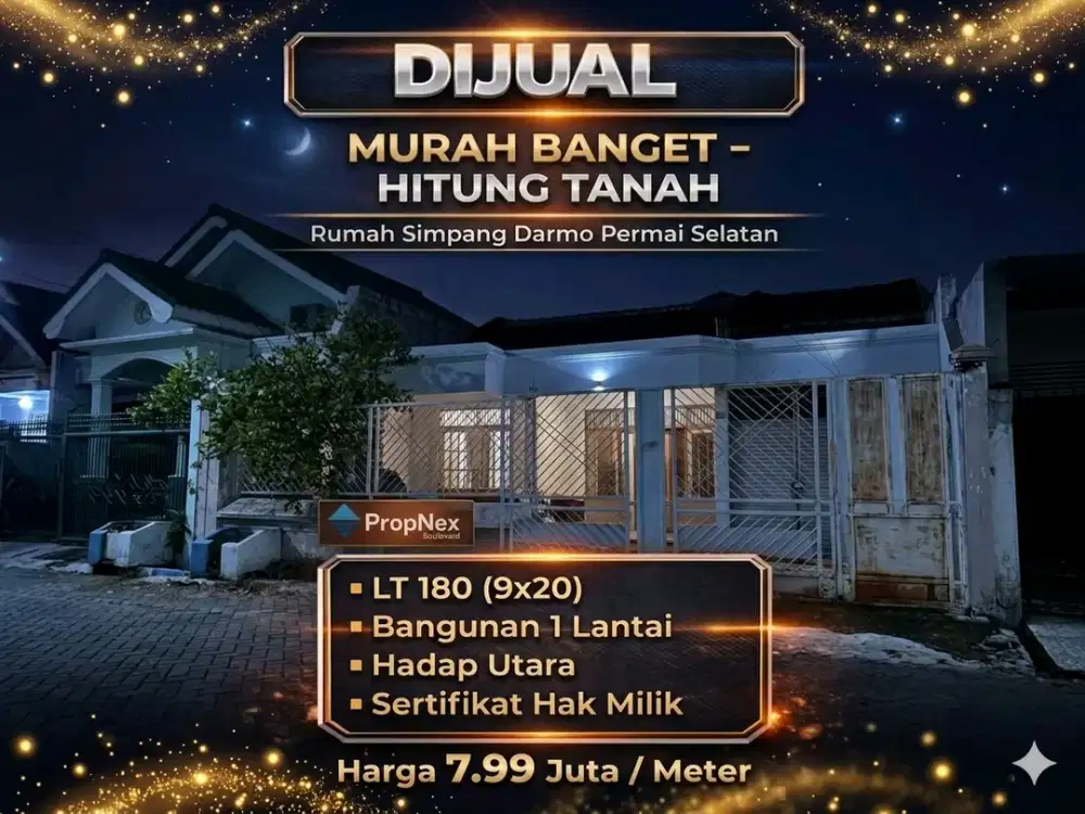 MURAH BANGET RUMAH HITUNG TANAH SIMPANG DARMO PERMAI