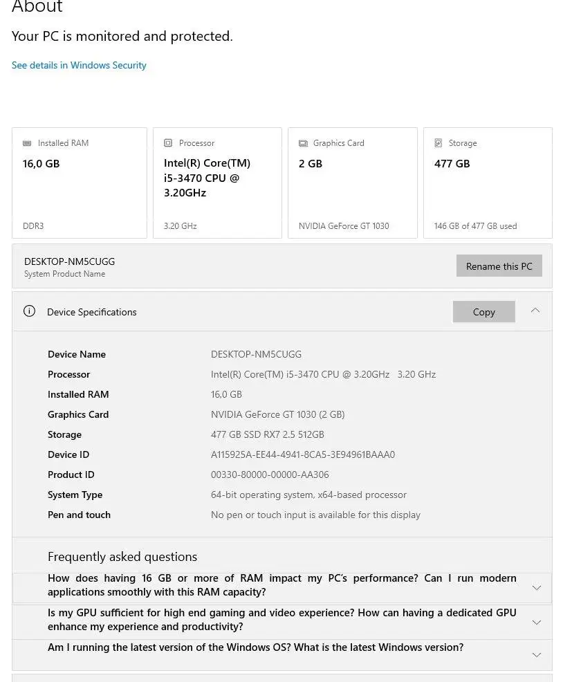 PC full set spek mid