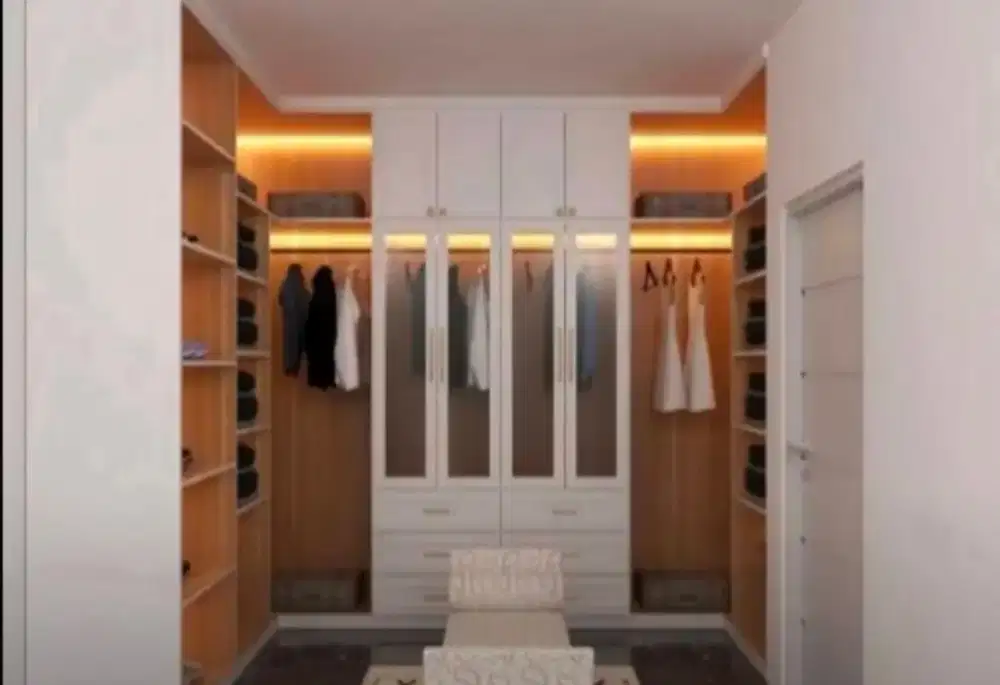 linterior desain kitchen set kamar set wardrobe lemari backdrop tv
