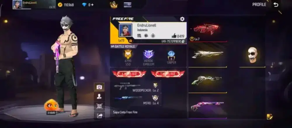 JUAL BELI AKUN FREE FIREE 350K