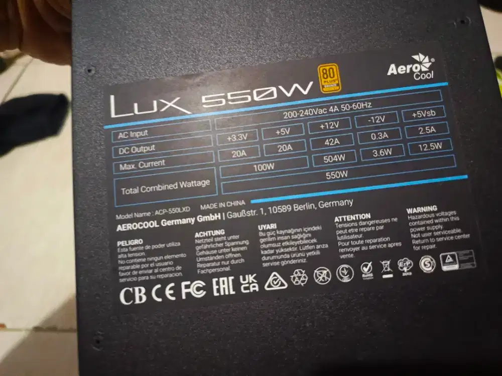 PSU Aerocool lux 550wat