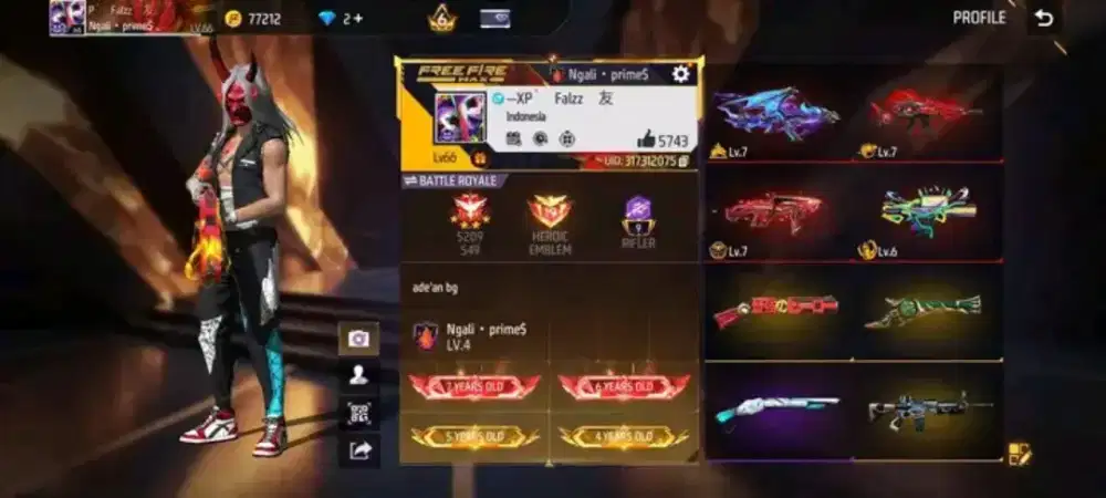 JUAL BELI AKUN FREE FIREE 600K