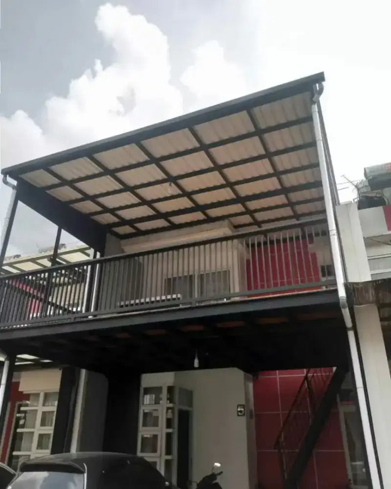 Pemasangan mezanine semi dak bahan besi plat kalsi