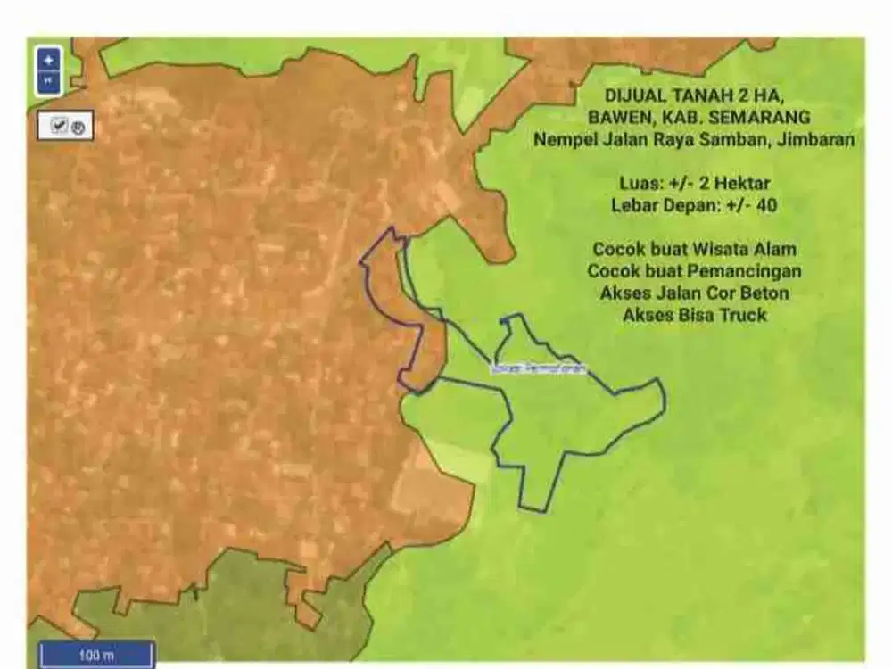 DIJUAL TANAH BAWEN, LUAS 2 HEKTAR. PINGGIR JALAN RAYA SAMBAN - JIMBARAN, BAWEN, KABUPATEN SEMARANG