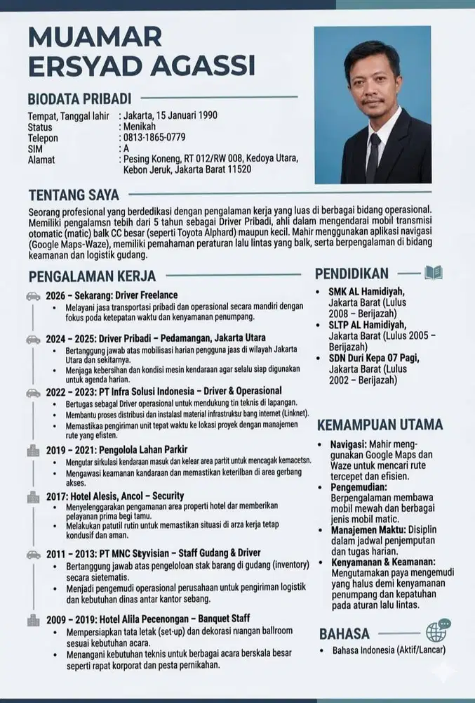 SUPIR / DRIVER FREELANCE/PRIBADI ,DLL