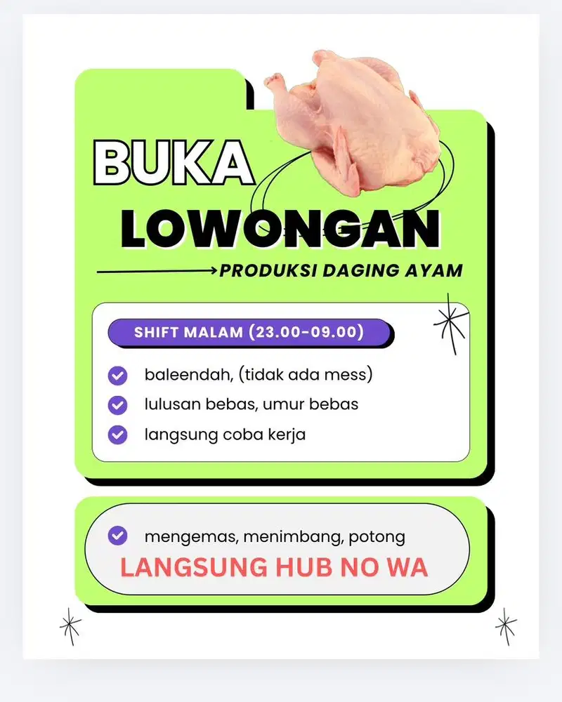 DICARI LOWONGAN GUDANG DAGING AYAM