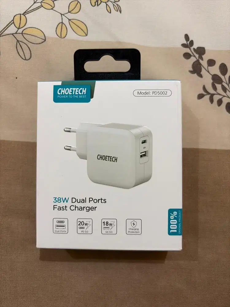 Choetech 38W Dual Ports Fast Charger - PD5002 (NEW)