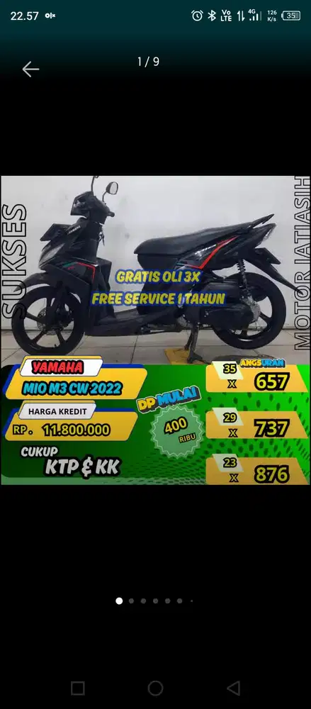 YAMAHA MIO M3 CW 2022  DP TERMURAH SYRT KTP&KK (SUKSESMOTOR)