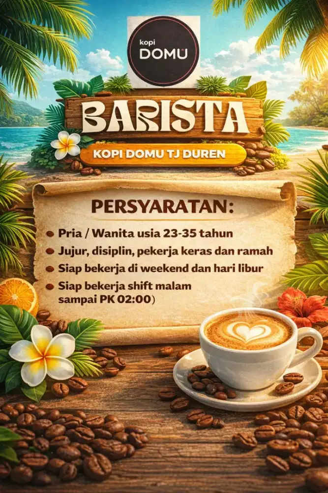 Lowongan kerja kasir dan barista