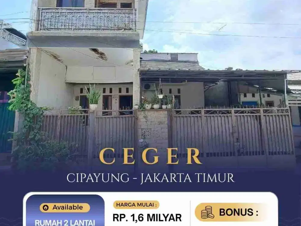 Hunian secondary, nyaman dan bebas banjir kini hadir di kawasan strategis Ceger, Cipayung – Jakarta Timur Rumah 2 lantai non cluster