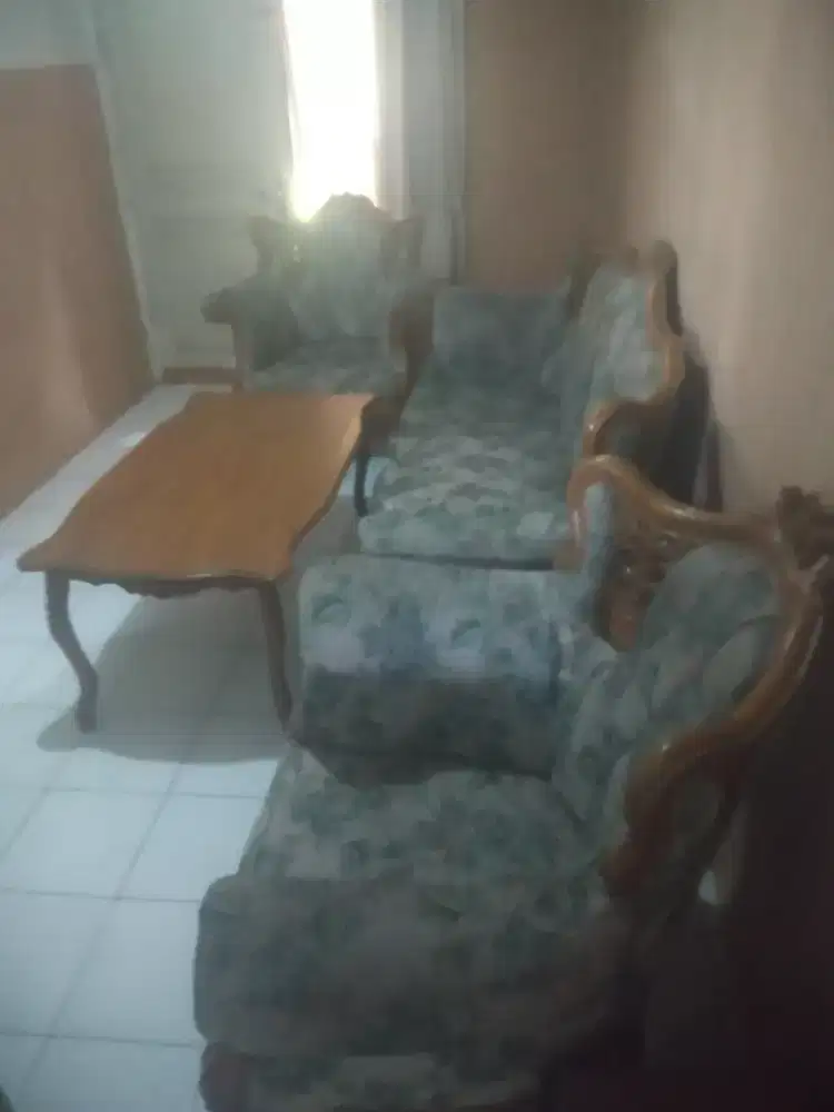 sofa/kursi tamu kayu 3-1-1+ meja.