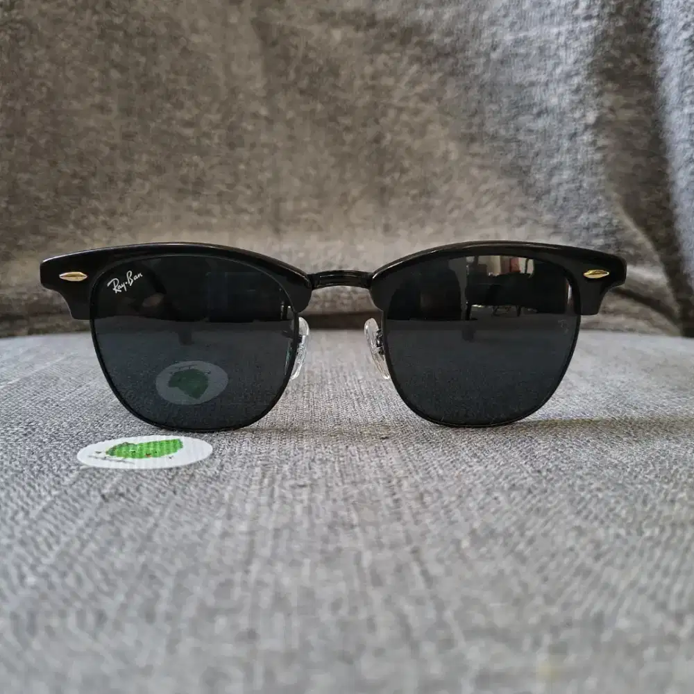 Kacamata Clubmaster Style RB3016 Black Gold Grey Lens Like New