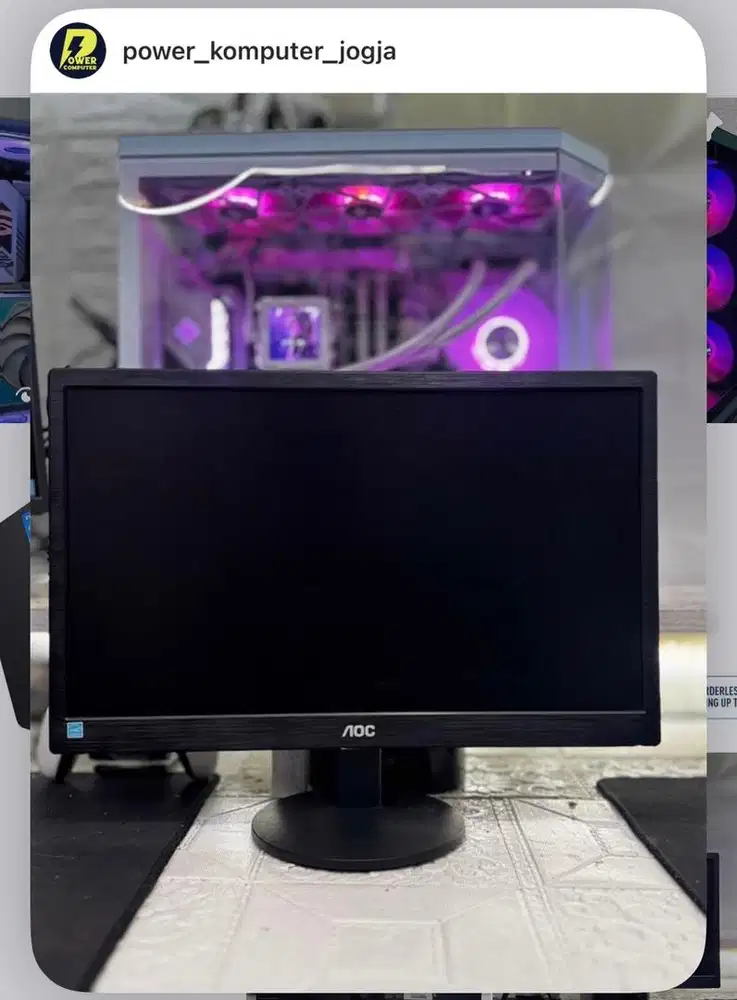 Monitor AOC 19 inch LED 60Hz Lengkap Kabel Normal Bagus