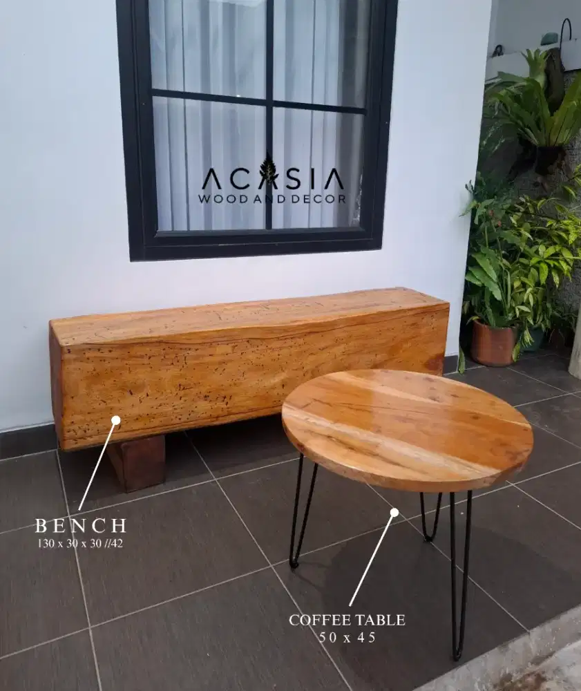 Bench bangku balok kayu bangku kafe