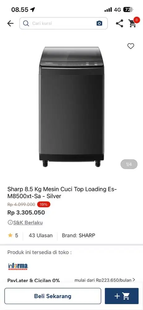 meisn cuci sharp top loading