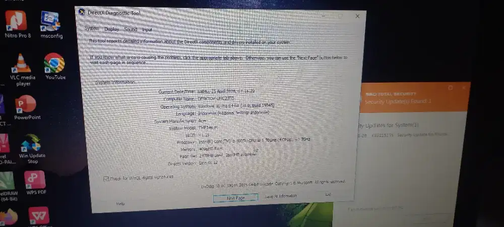 Laptop acer windows 10