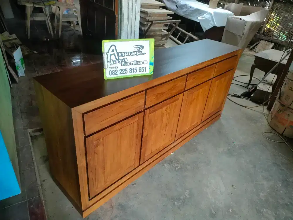 Bufet minimalis tv siap kirim full kayu jati