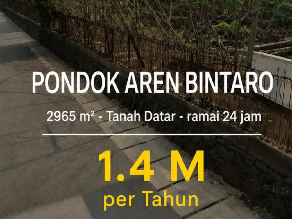 Sewa Tanah Komersial SHM 2.965 m² – Lokasi Premium Bintaro, Ramai & Strategis