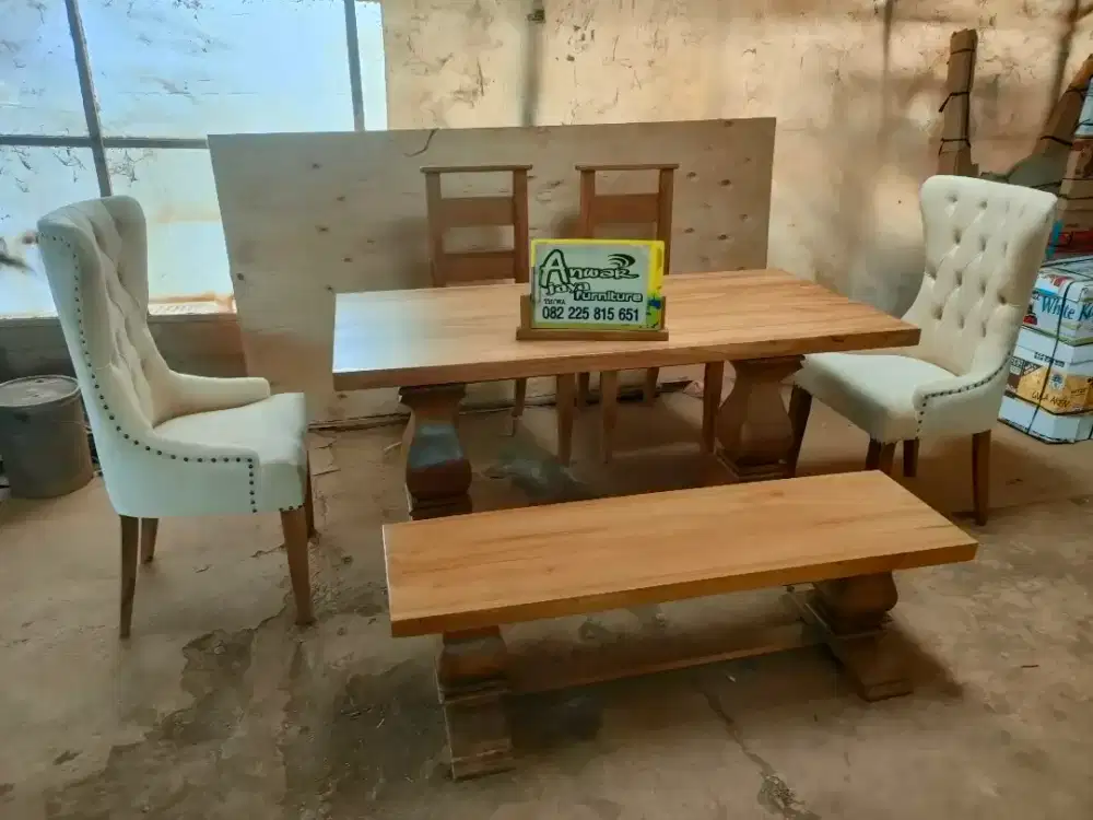 Meja makan minimalis klasik new full kayu jati