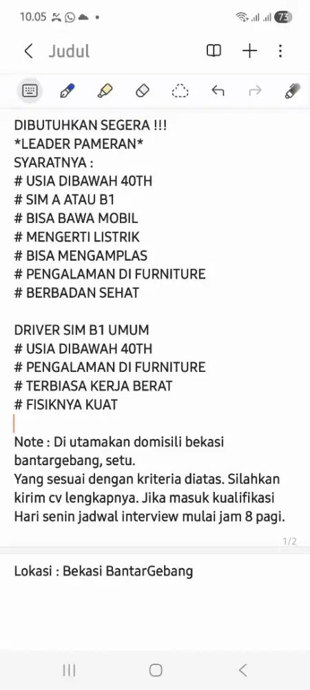 DIBUTUHKAN SEGERA : LEADER PAMERAN & DRIVER SIM B1