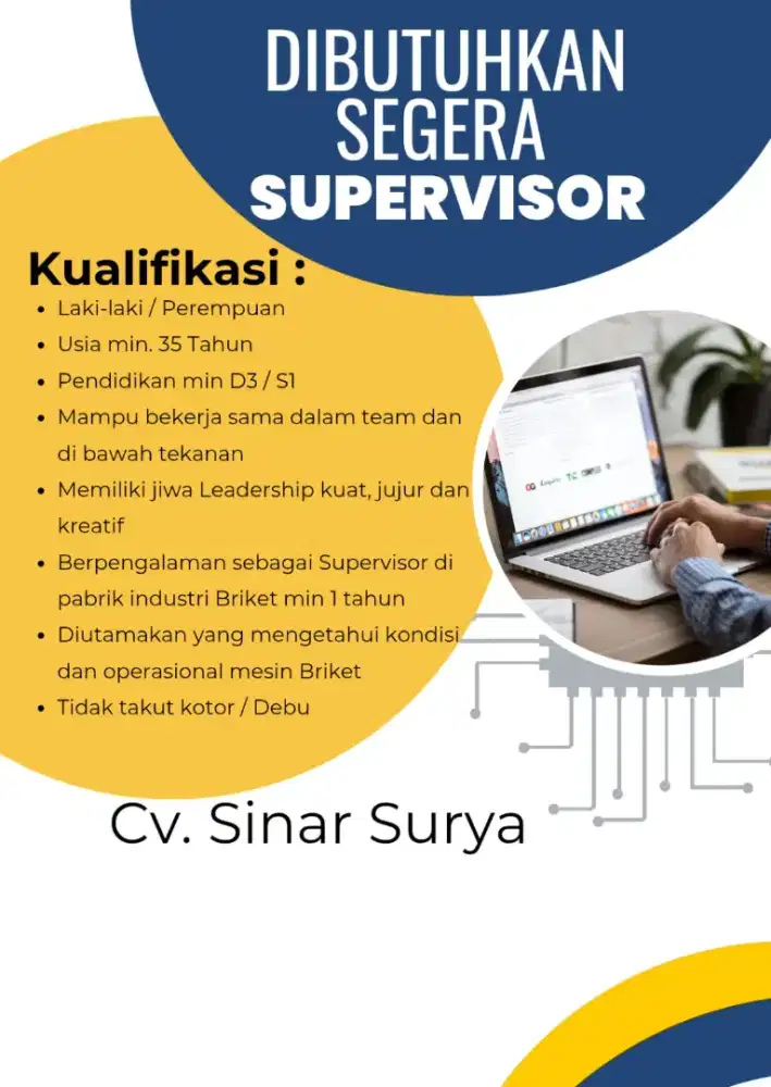 Lowongan kerja supervisor