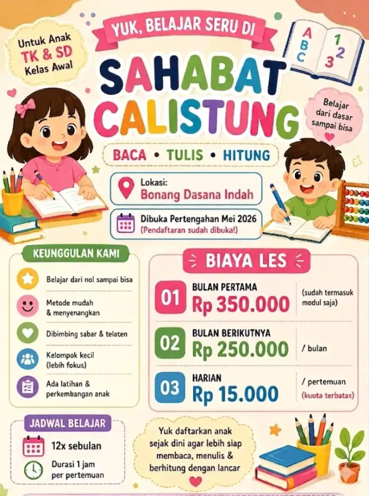 buka les calistung anak