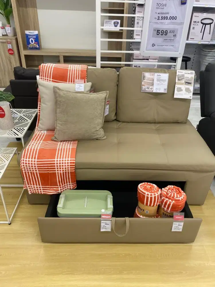 PROMO SOFA 2 SEATER STORAGE TOSHI SELMA