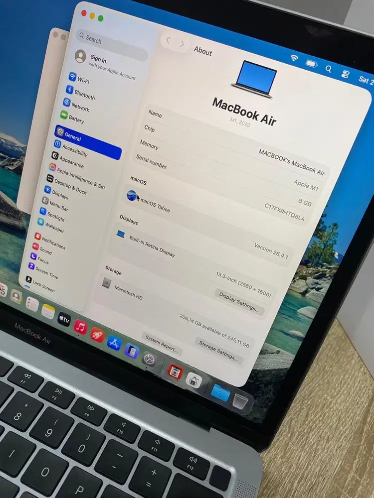 MACBOOK AIR M1 2020 RAM 8GB SSD 256GB FULLSET