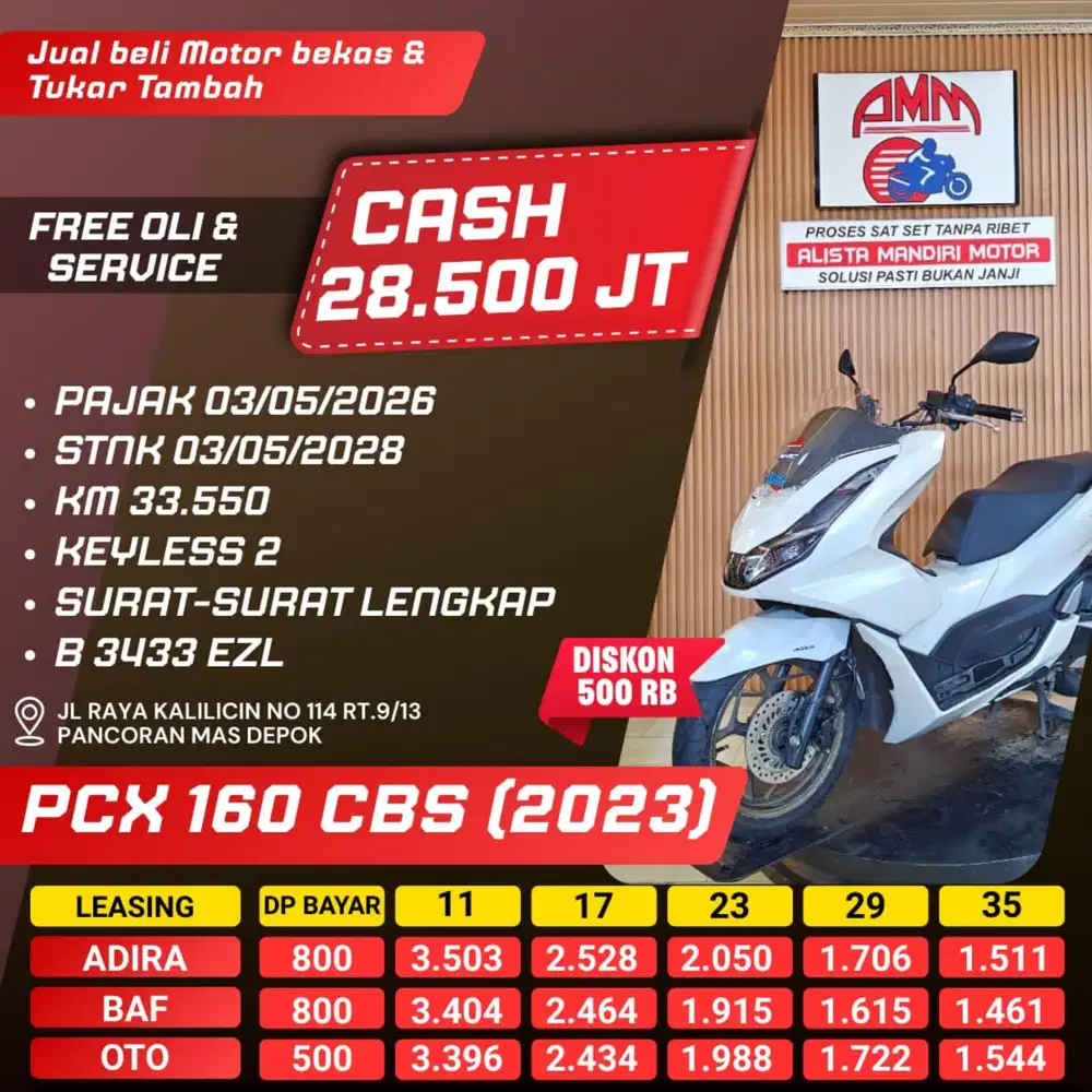 PCX 160 ABS 2023 DP 500 PAJAK HIDUP REMOT 2 CASH / KREDIT ALISTA