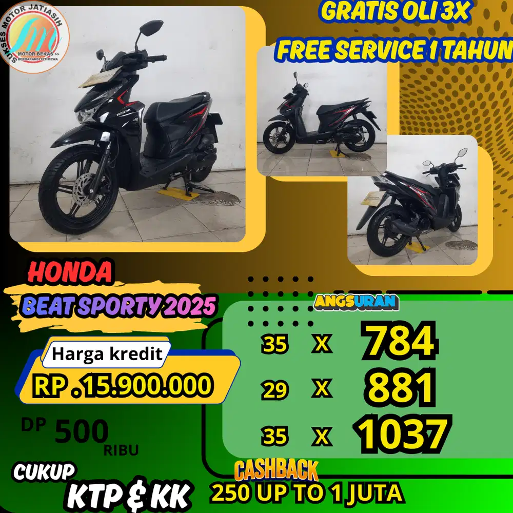 HONDA BEAT LED SPORTY 2025 DP TERMURAH SYRT KTP&KK (SUKSESMOTOR)