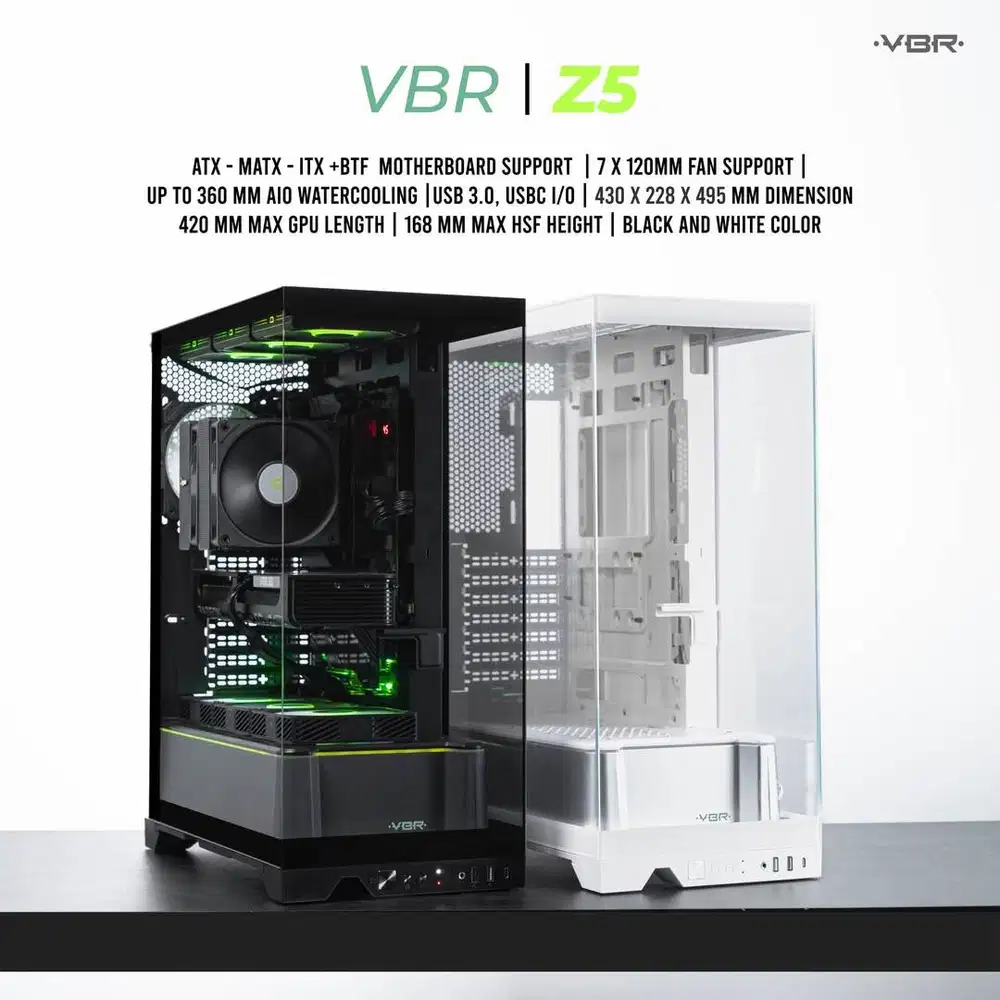 Case VBR Z5 Modern Aesthetic (Like New) Dual Chamber ATX BTF USB C AIO