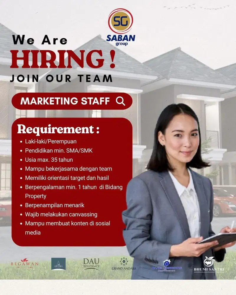 DIBUTUHKAN SEGERA MARKETING PROPERTI