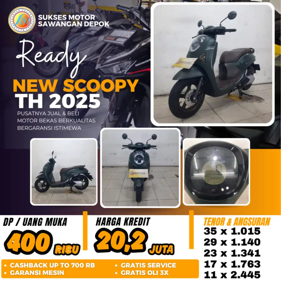 DP 400 SCOOPY NEW STYLISH TH 2025 HIJAU MULUS BERGARANSI SUKSES MOTOR