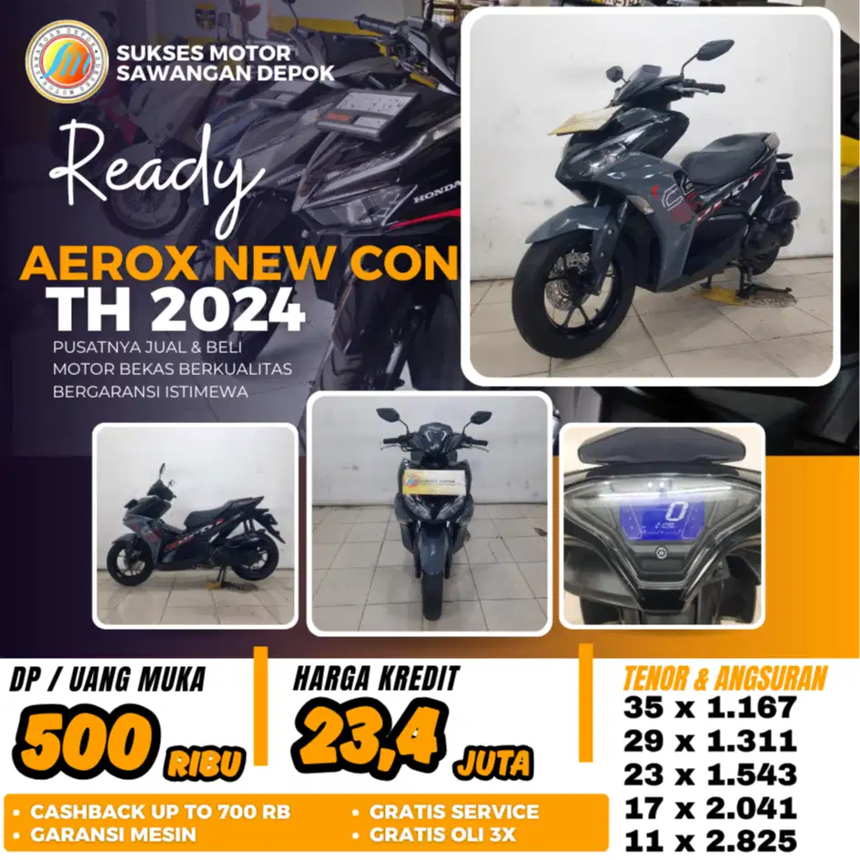 BERGARANSI AEROX NEW CON TH 2024 UNIT MULUS BISA KREDIT DP 500 RIBU