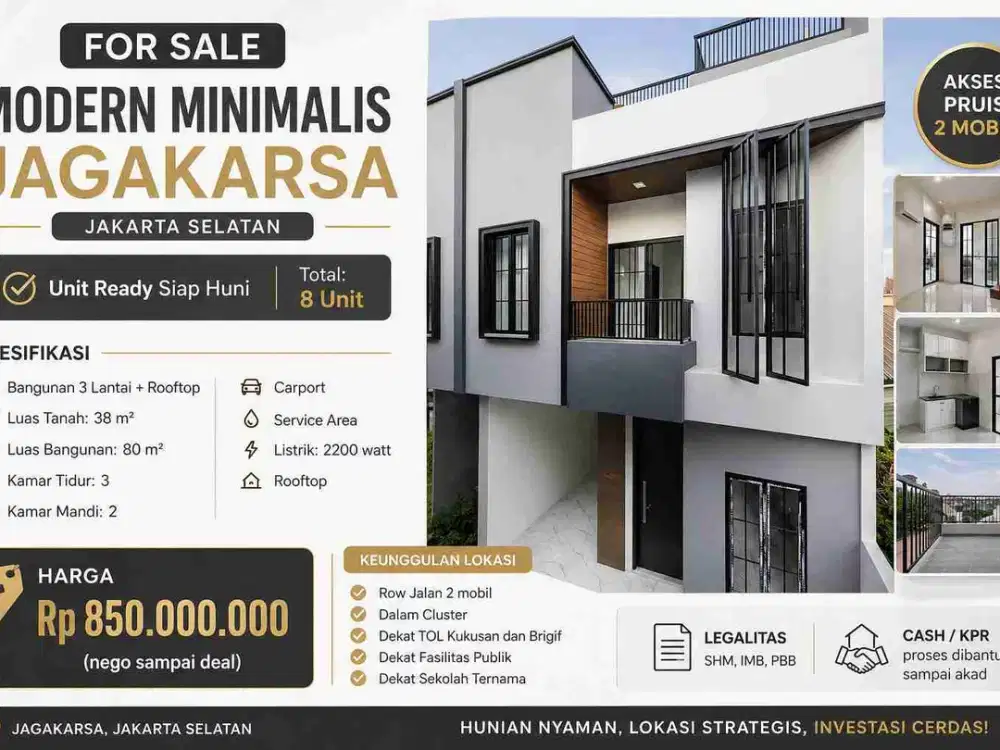 Dijual Rumah Under 1M fasad Kontemporer, siap huni!