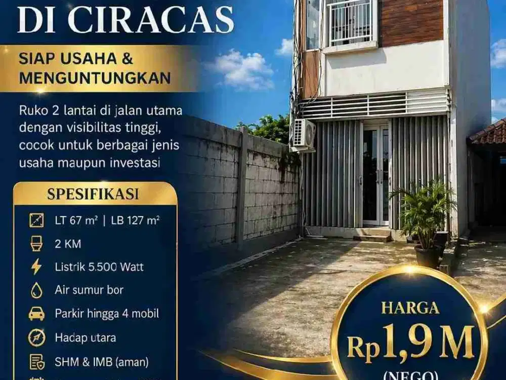 Ruko Strategis di Jalan Utama Ciracas – Investasi Tepat, Potensi Maksimal