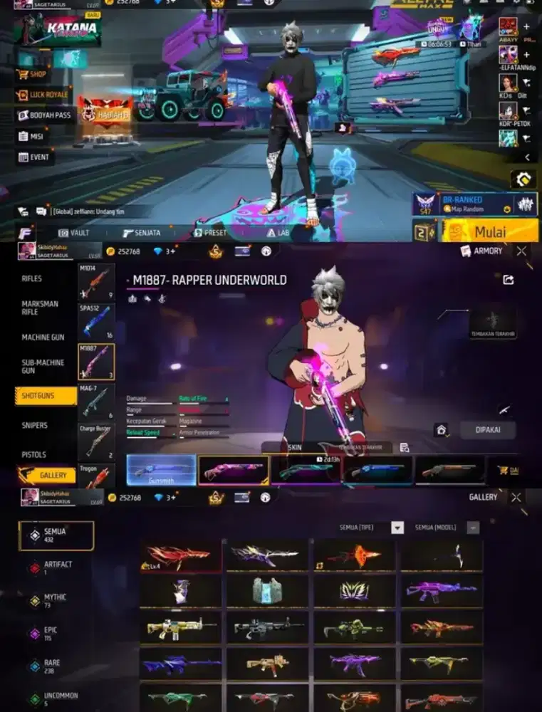 Jual akun free fire Sultan