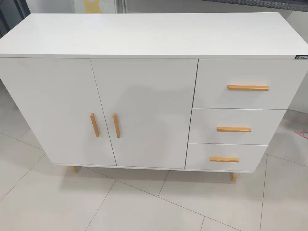 Informa Kabinet 2 Pintu Dengan 3 Laci - Putih Kombinasi Gold Emas