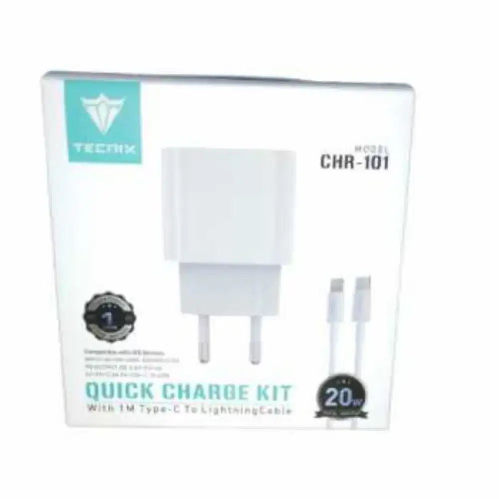 Tecnix CHR-101-CI Quick Charger KIt With 1M Type-C To Lightning Cable
