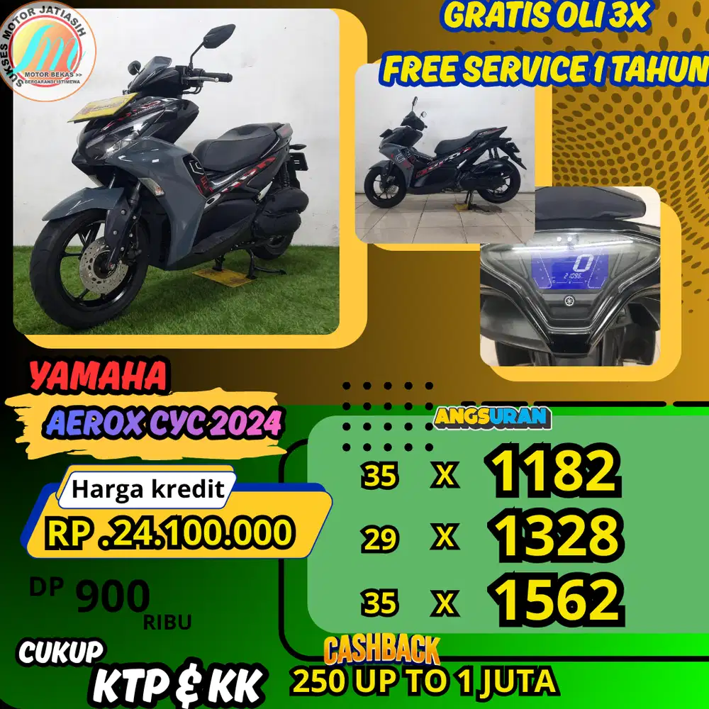 YAMAHA AEROX CYC 2024 ANGSURAN TERMURAH SYRT KTP&KK(SUKSESMOTOR)