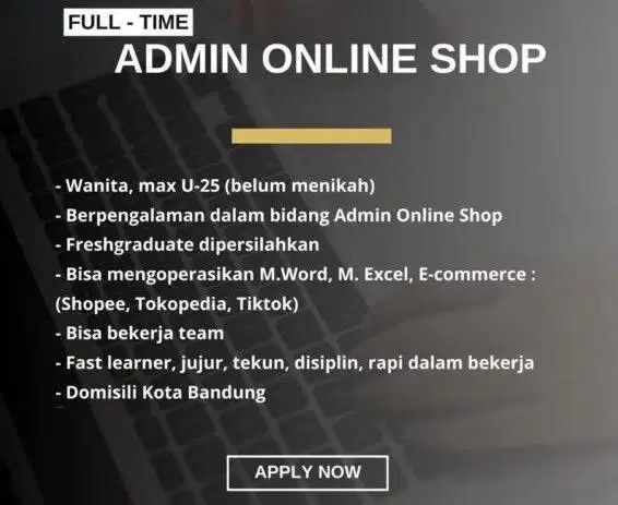Lowongan Admin Online Shop Tangerang
