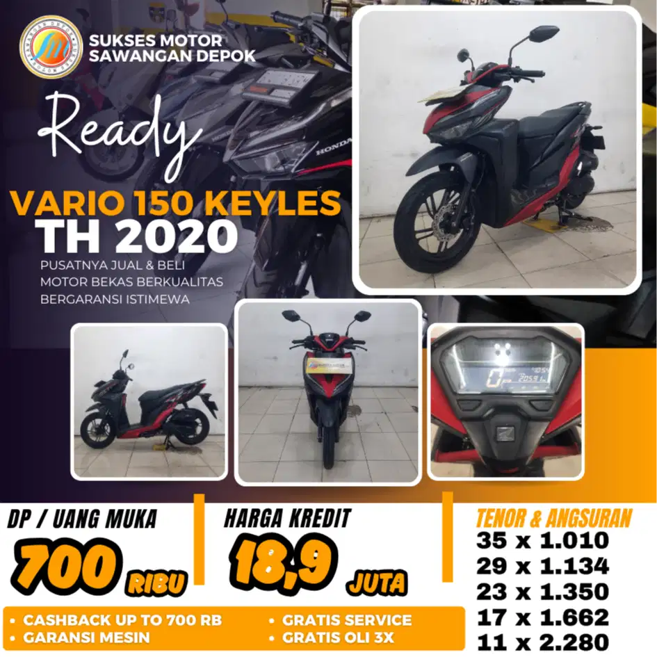 BERGARANSI VARIO 150 KEYLES TH 2020 UNIT MULUS BISA KREDIT DP 700 RB