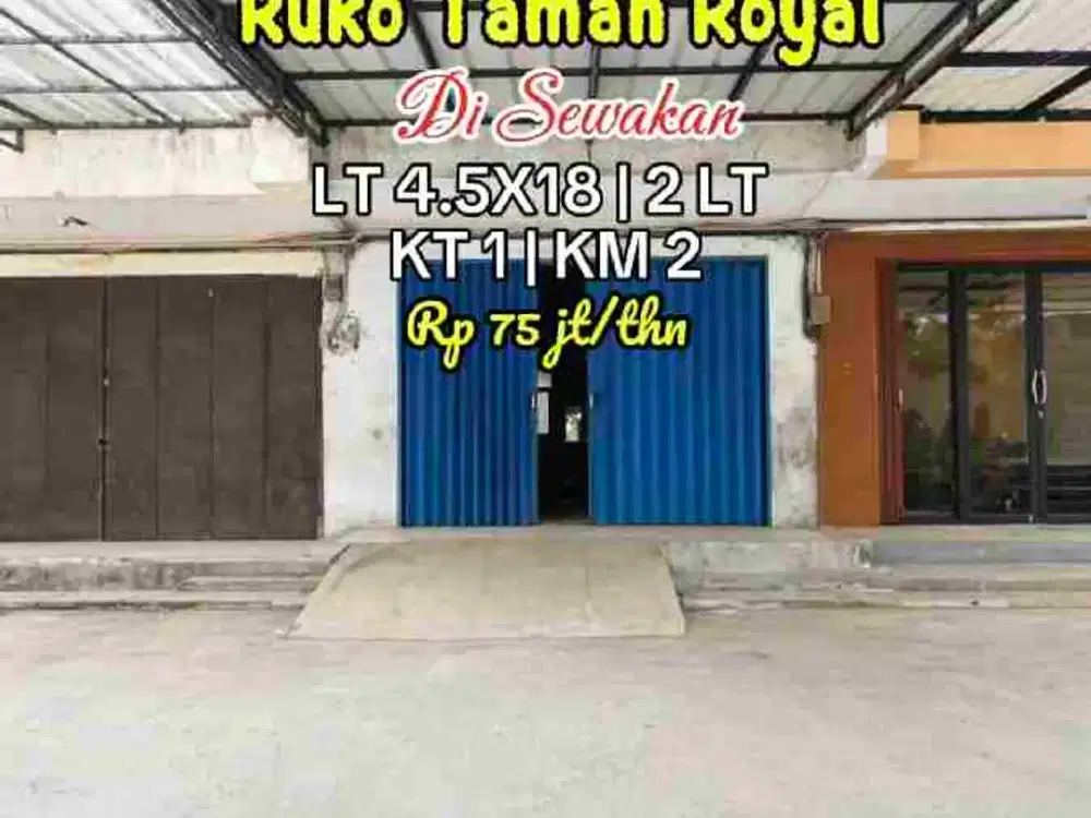 Wilson Disewakan ruko taman royal uk 4.5x18