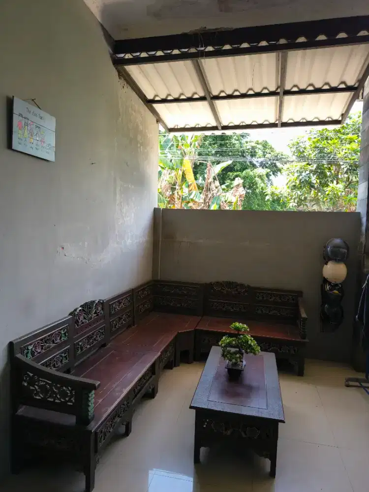 Dijual bangku ukir bunga jati asli jati tua model L