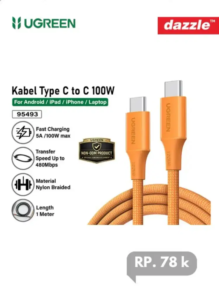 Kabel data USB-C to USB C 100W fast charging 1M ugreen