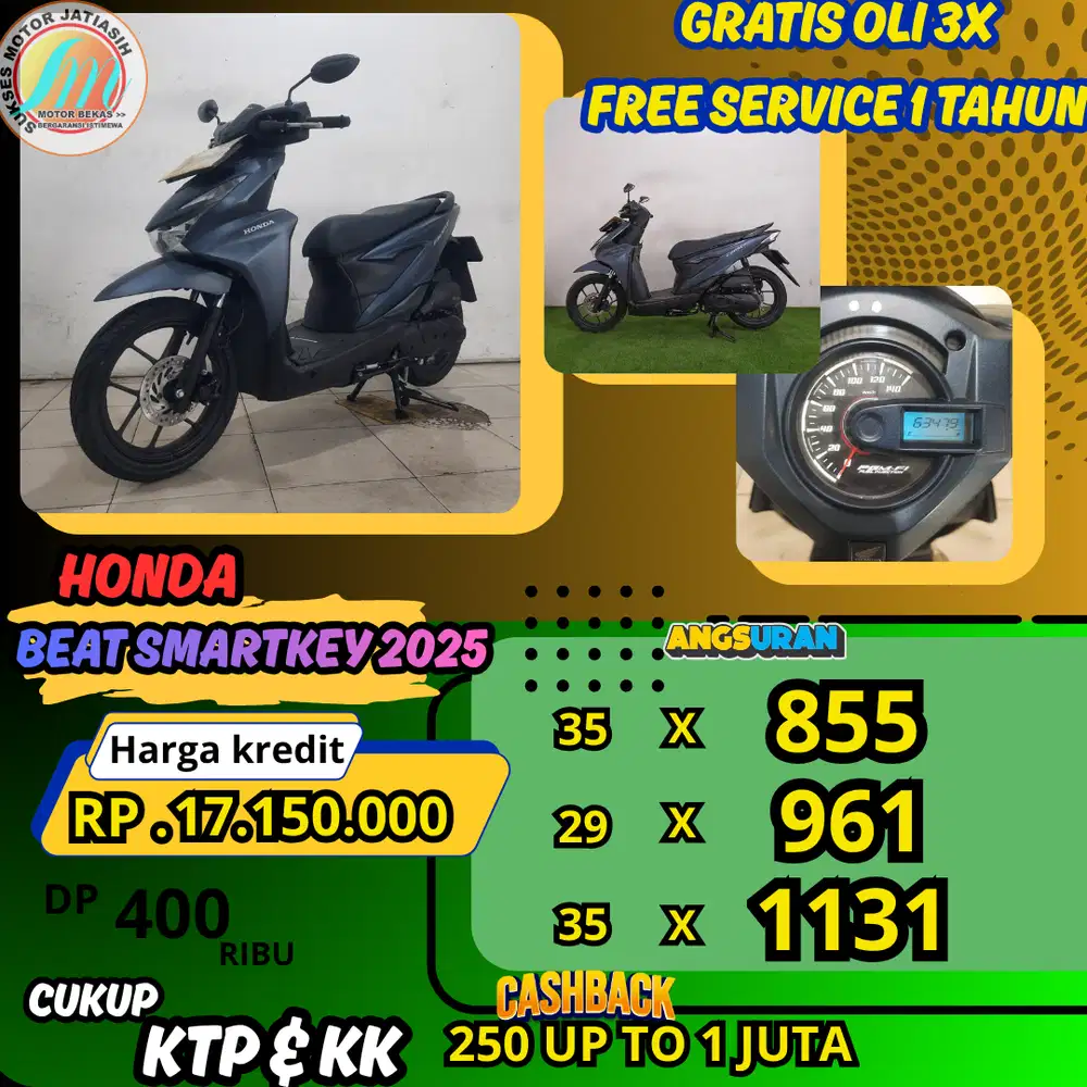 HONDA BEATSMARTKEY 2025 DP TERMURAH SYRT KTP&KK (SUKSESMOTOR)